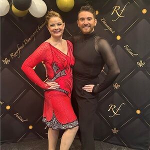 Red Dance Dress with Silver Accents